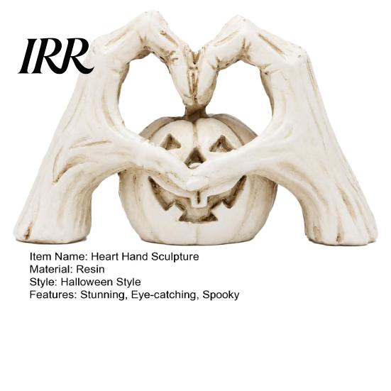 Spooky Gothic Home Ornament Skeleton Heart Hand Sculpture, Halloween Resin Abstract Pumpkin Statue, Horror Party Decoration Shape Finger Gesture Love