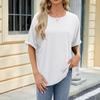 Женская модная однотонная свободная футболка с круглым вырезом и коротким рукавом