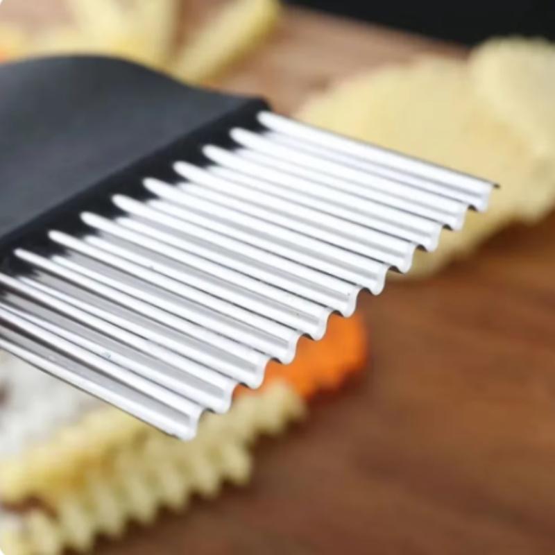 Нержавеющая сталь нарезка для картофельных чипсов, тесто, овощи, фрукты, волнистый кухонный нож, измельчитель, прибор для приготовления картофеля фри, инструменты, гаджет