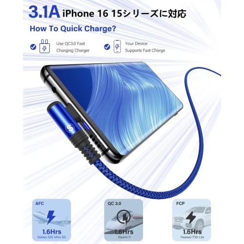 Кабель USB Type C L-образный с обоих концов [3 м / Набор из 2 штук] Кабель AviBrex Type C 90 градусов Кабель Type-C [Быстрая зарядка 3.1A] Нейлоновая оплетка Высокая прочность USB