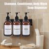 500ml Refillable Shampoo and Conditioner Dispenser Wall Mount,Plastic Lotion Bottle Hand Soap/Dish Soap/Mouth Wash