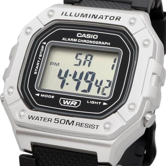 CASIO Стандартные цифровые наручные часы W-218HM-7AV Мужские Женские Дешевые Chipukashi Серебристый Металлик Зарубежная модель
