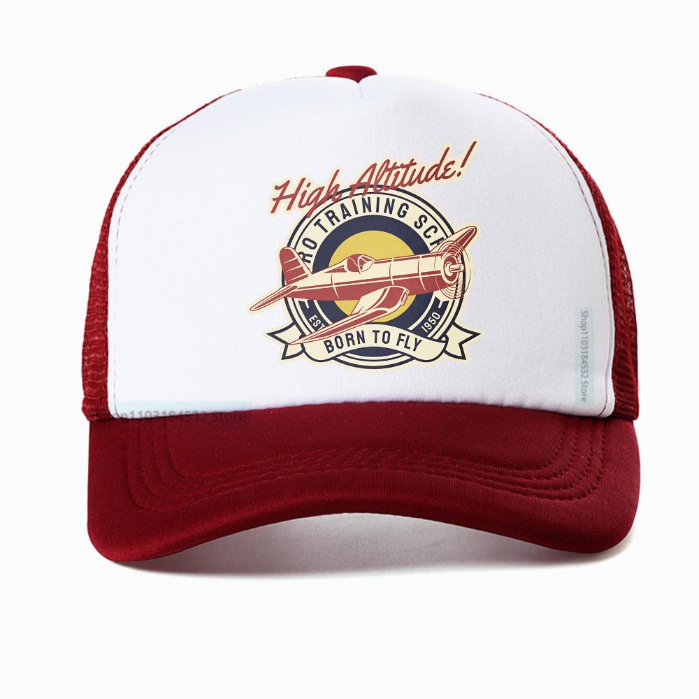 Funny High Altitude BORN TO FLY Vintage Airplane Baseball Cap Unisex Harajuku Summer Fashion Mesh Breathable Trucker Hat