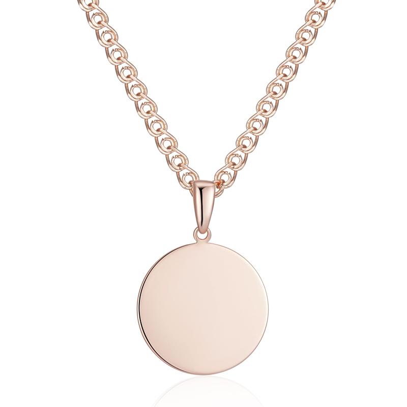 Fashion Necklace For Pendant Glossy Women Rose Gold Color Simple Round Accessories High Quality Daily Fine Jewelry