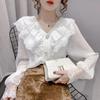 Женский топ из шифона и кружева с длинным рукавом, весенняя мода 2023