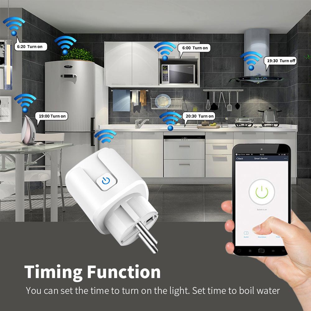 Умная розетка Wi-Fi европейского стандарта с дистанционным управлением через приложение и голосовым управлением, таймер 16A20