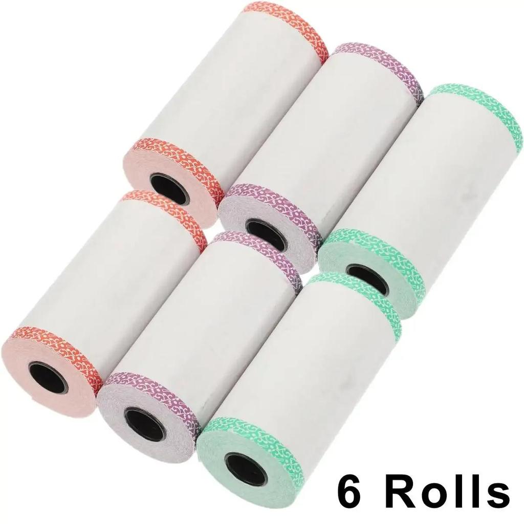 3/6/9/12 рулонов термобумаги с цветными краями, 57*30 мм, для термопринтера чеков мини-принтера
