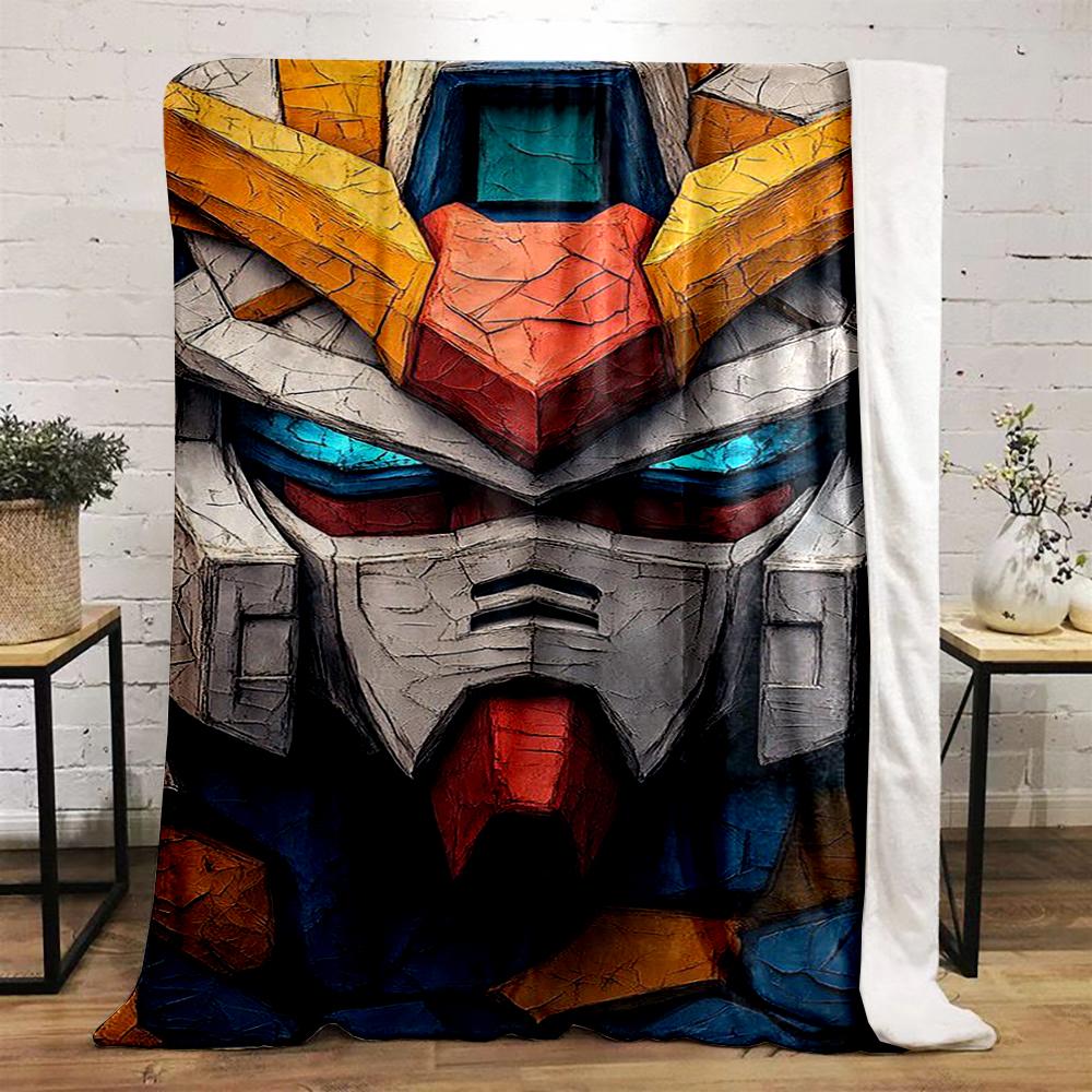 Robot Warrior Face Design Blanket Flannel blanket for bedroom, living room, sofa, and nap sofas.