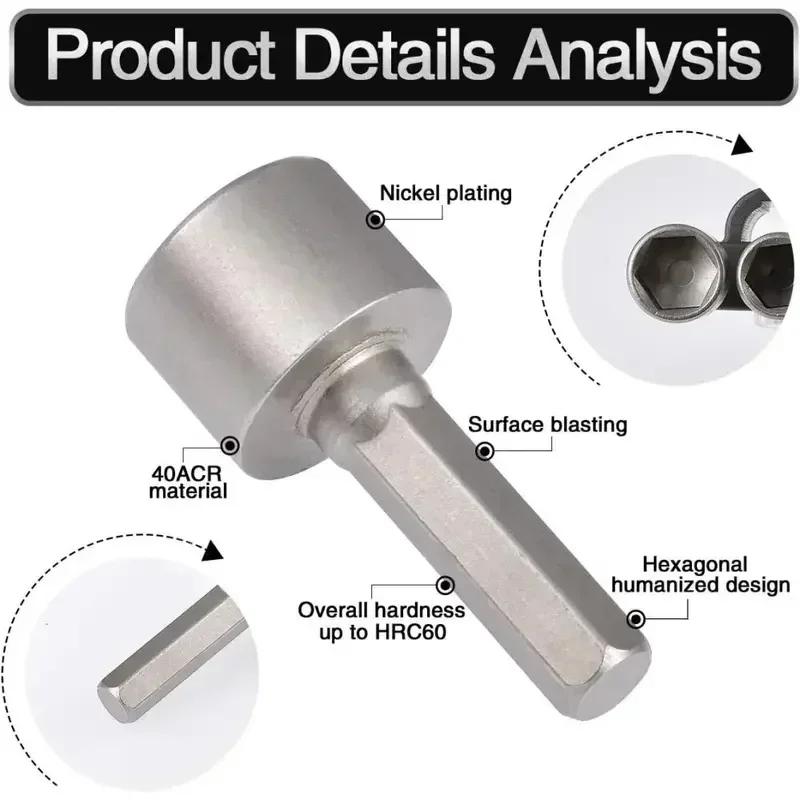 Набор из 9 инструментов для отвертки с гайками, сверлами SAE и метрическими торцевыми ключами 3/16~7/16,5~12 мм, набор шестигранных ключей