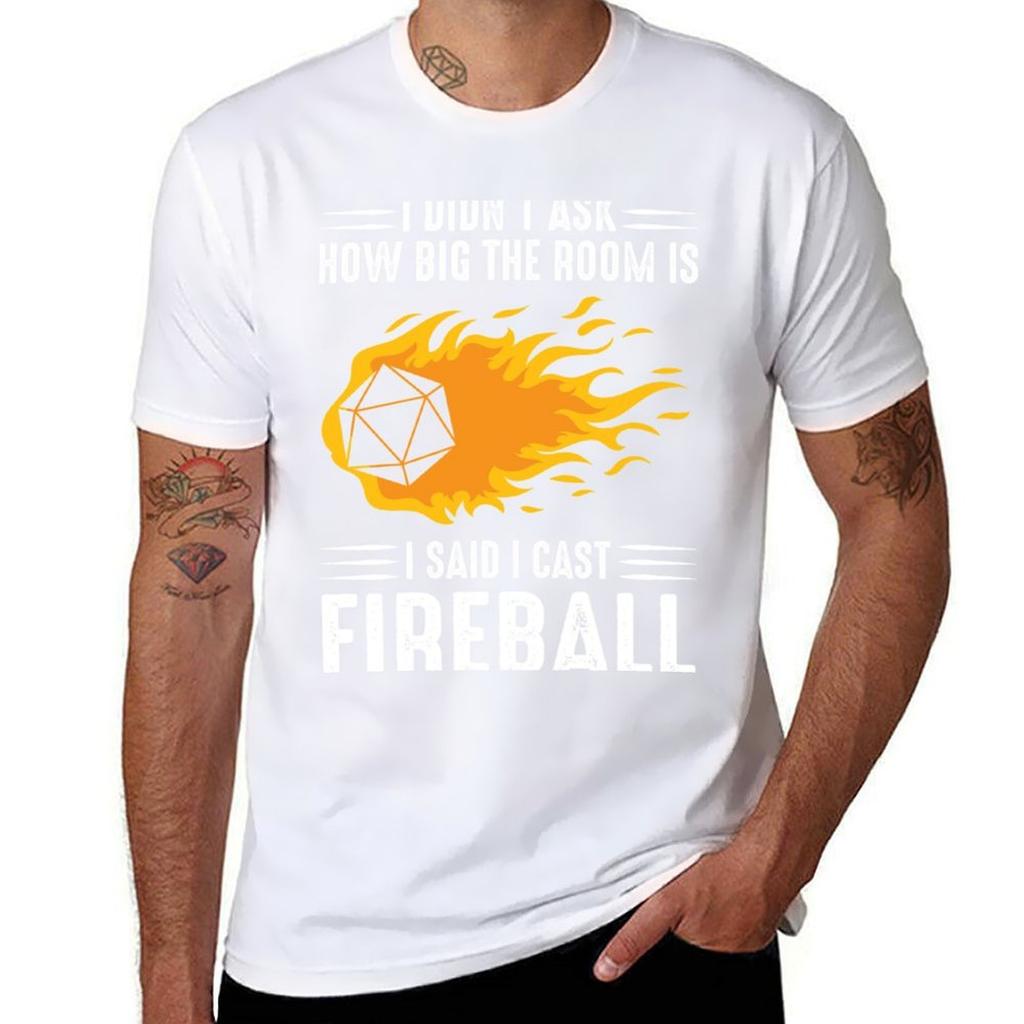 I Cast Fireball Wizard Sorcerer Dm Gift Ttrpg Classic Tshirt Basic Simple Design Short Sleeve Shirt