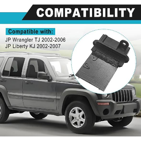 HVAC Heater Blower Motor Resistor, Compatible with Jp KJ Series Liberty 2002-2007, TJ Series Wrangler 2002-2006 Left Hand Drive, Replace OE