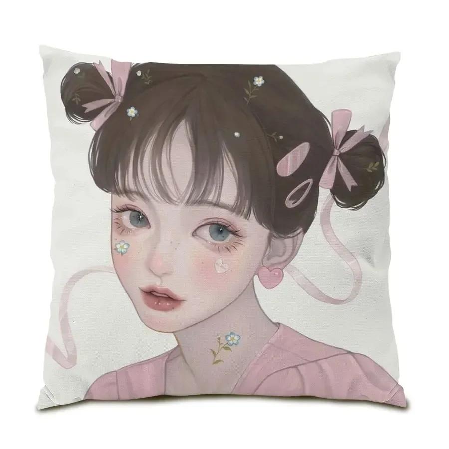 Luxury Home Decor Cushion Cover Cartoon Character Print Office Sofa Pillow Cover
