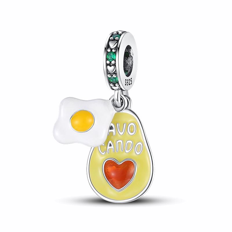 925 Silver Fruit Charms Pendants Strawberry Cherry Avocado DIY Jewelry Fit Bracelets Women Birthday Gift Fine 100% Sterling Silver