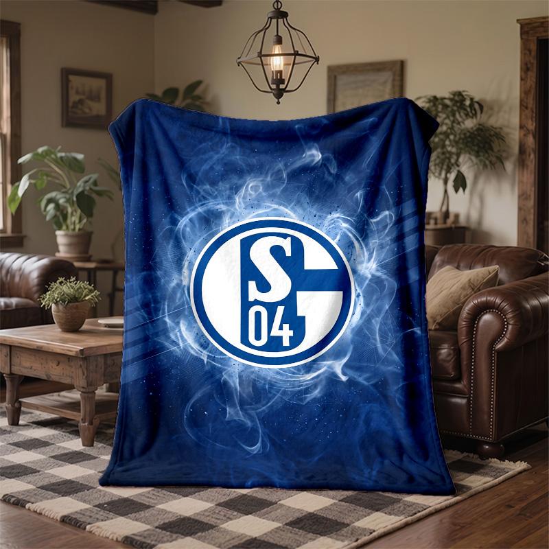 Schalke 04 Theme Fleece Blanket Cozy Soft Plush Blanket For Bedroom Couch Travel