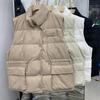 Зима-Осень, женский однотонный теплый жилет без рукавов с воротником-стойкой, женская свободная шикарная белая куртка на утином пуху