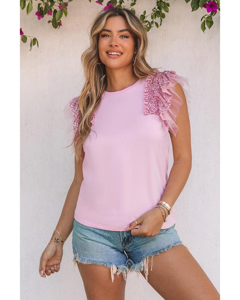 Azura Exchange Топ с сетчатыми рукавами и оборками