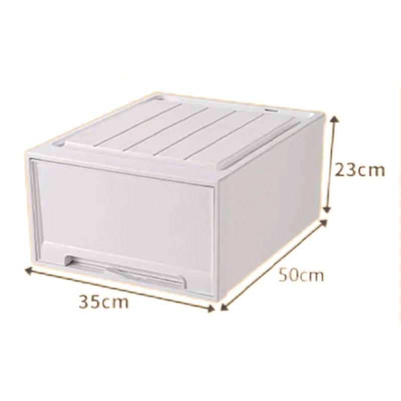Wardrobe Storage Box Drawer Style Stackable Container with Lid Organizing Save Space Bedside Simple Clothes Organizer for Closet