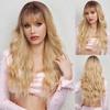 Длинные объемные волнистые синтетические парики, черный, фиолетовый, розовый, омбре, светло-персиковый розовый парик для женщин, повседневная вечеринка, косплей, термостойкий