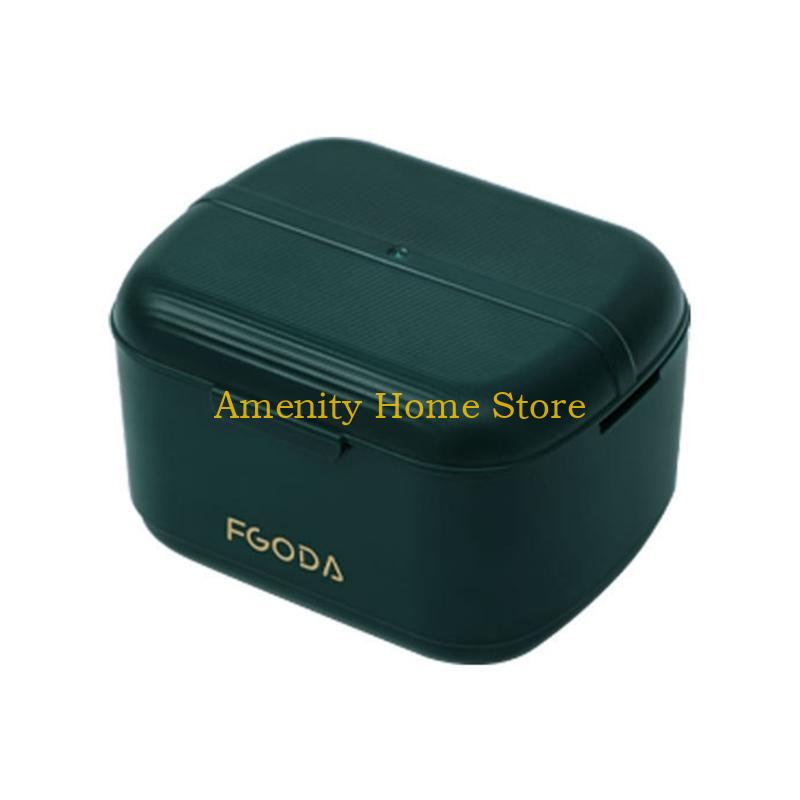 F26C Denture Bath Box Case Dental False Teeth Storage Box with Hanging-Net Container Braces Denture Teeth Care Tool