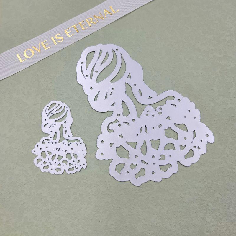 Большая девочка назад дизайн Стиль резки металла трафарет для DIY Скрапбукинг альбом фото тиснение бумажная карта ремесло декор
