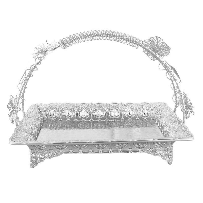 Fruit Snack Basket European Classic Style Gold Silver Metal Single Layer Multipurpose for Living Room Gift Idea