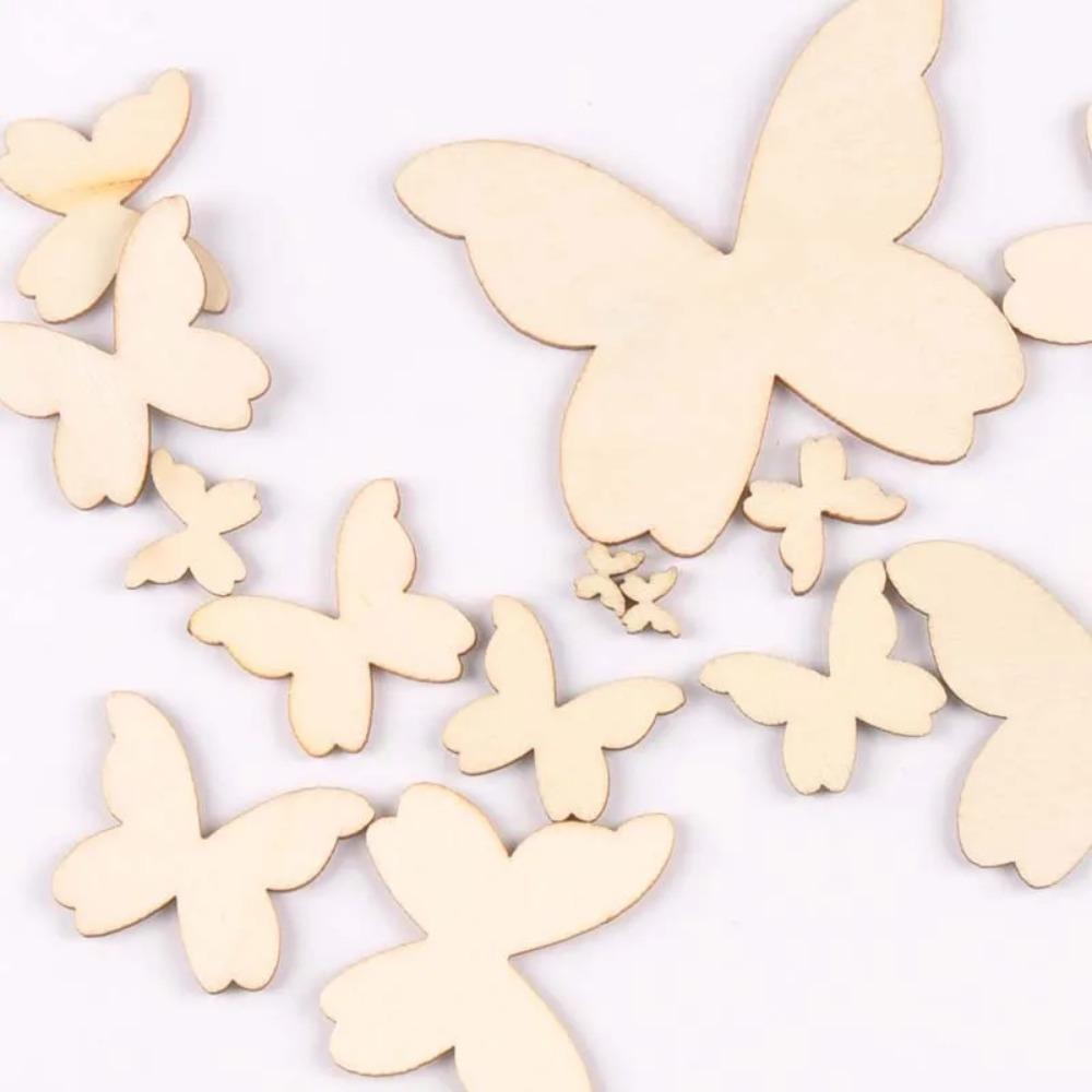 50/100pcs Flower Pattern Wooden Charms Pendant Home Decor Arts DIY Crafts