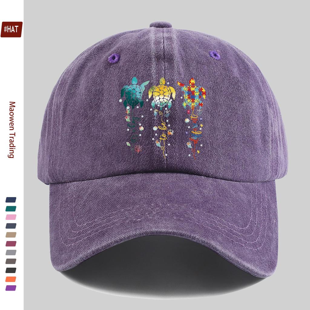 pc Casual Multicolor Turtle Print Baseball Cap Marine Animal Printed Trucker Sun Hat Comfortable Lightweight Papa Hat Dad Mo