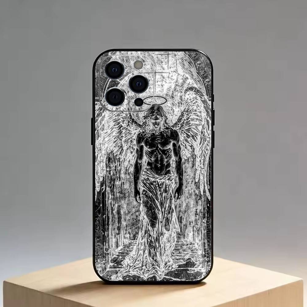 Средневековый Ретро Архангел Люцифер Чехол для Телефона Для iPhone 17, 16, 15, 14, 13, 12, 11 Plus, Pro Max, Другие Мягкий Черный Чехол