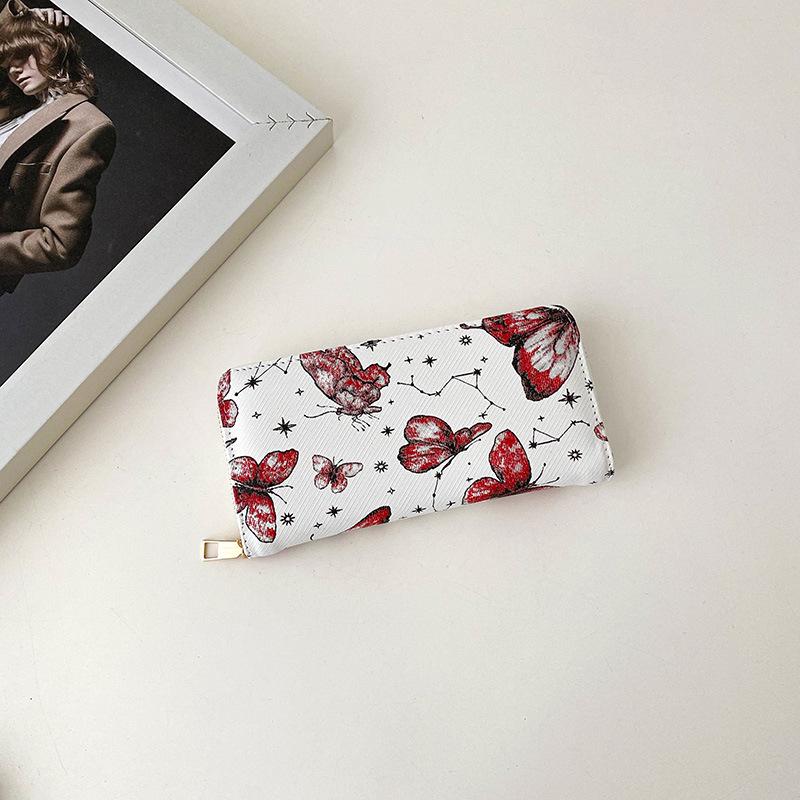 Кошелек с принтом корейской бабочки 2024 года: Стильный, простой клатч с одной молнией