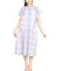 ON NISHIKI Summer Short Cat Cool Dobby Open Long Loungewear X Women's Nightgown, Sleeves, Pocket, 100% Cotton, Fabric, Skin-Friendly, Front, Length,