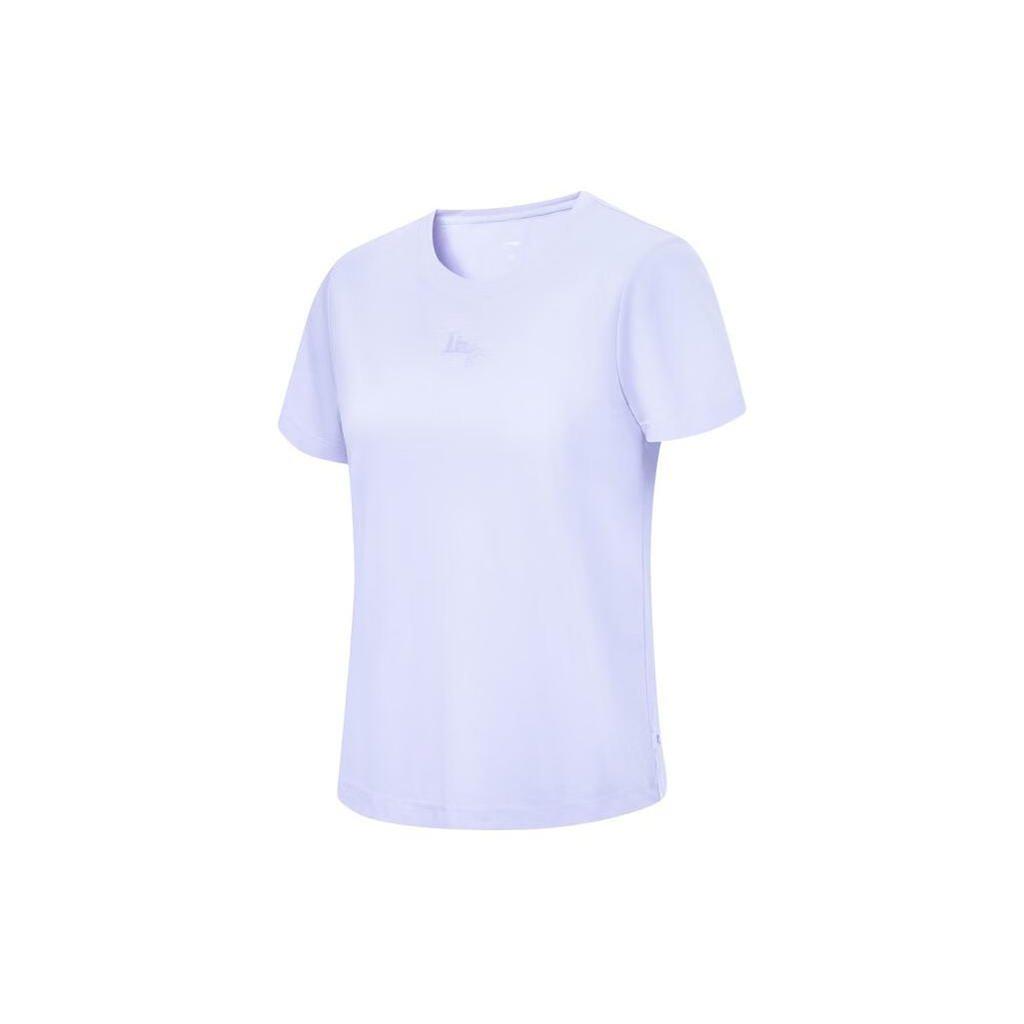 Li Ning Fitness Series Solid Color Sports Short Sleeve T-Shirt Women Tops Light-Blue ATST580-2