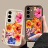 Чехол с цветочным принтом для Samsung S25 Ultra S24 FE S23 S22 A56 A36 A16 A15 A55 A35 Мягкий матовый противоударный чехол для телефона из ТПУ
