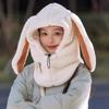 Cartoon Rabbit Ear Balaclava Hat Solid Color Fleece Pullover Cap Comfortable Helmet Hat Winter