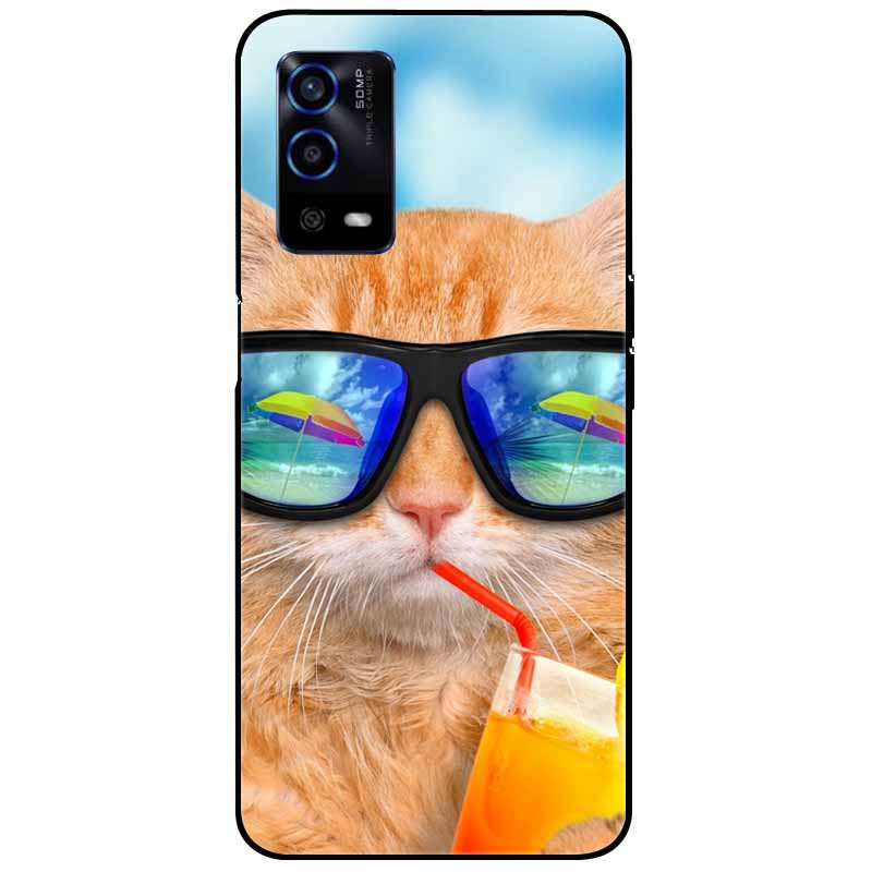Для Oppo A55 4G Чехол A 55 Силиконовый Мягкий Расписной ТПУ Черная Крышка для Oppo A55 Чехол CPH2325 Милый Funda Coque для OPPOA55 6,51''