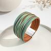 Multi-Strand Gradient Leather Bracelet Women With Magnetic Clasp PU Wristband In Fashionable Colors