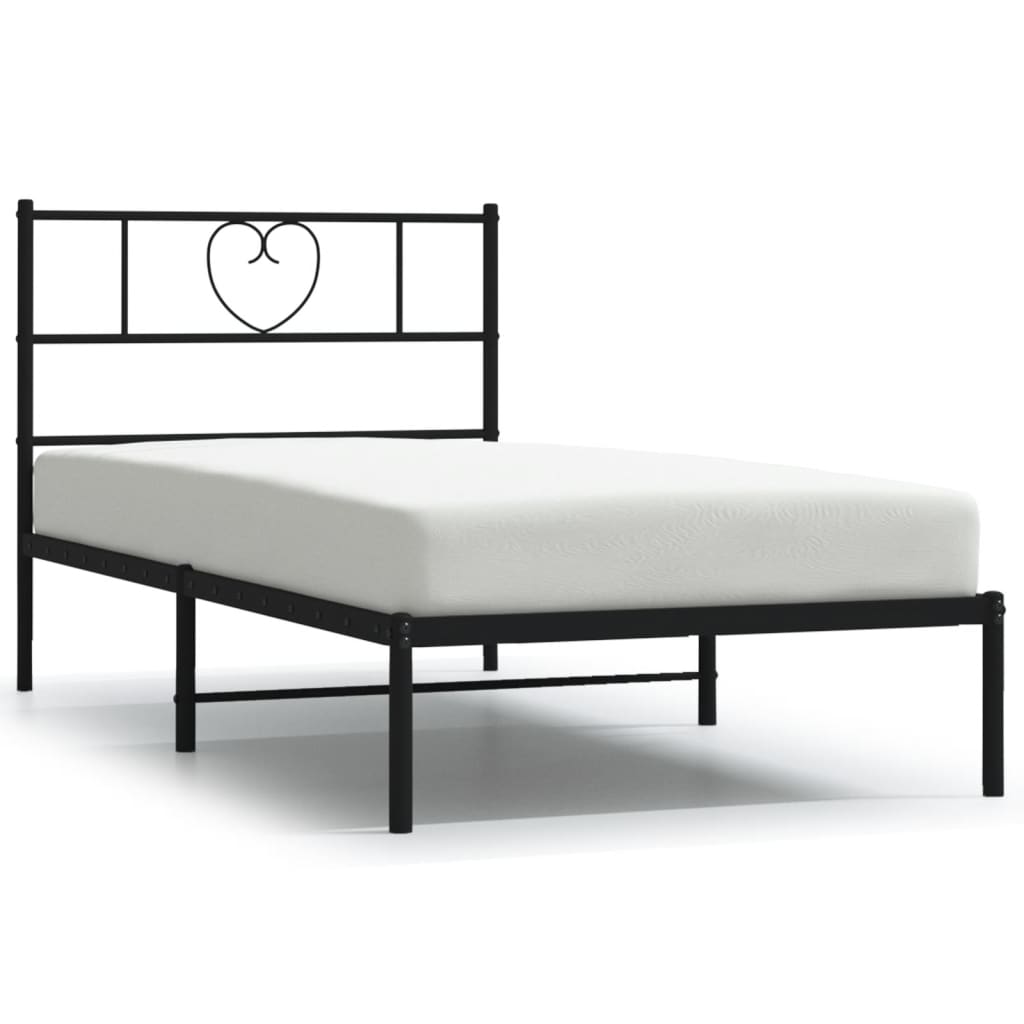 Vidaxl Металлическая Рама Кровати С Изголовьем, Черная, 80X200 См