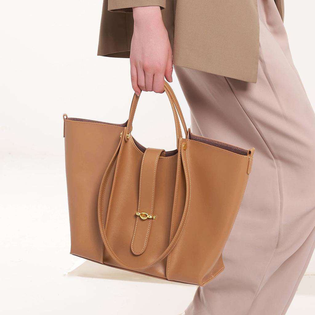 New Women's Bag Tote Bag Large Capacity Leather Large Bag Simple and Versatile Shoulder Bucket Bag