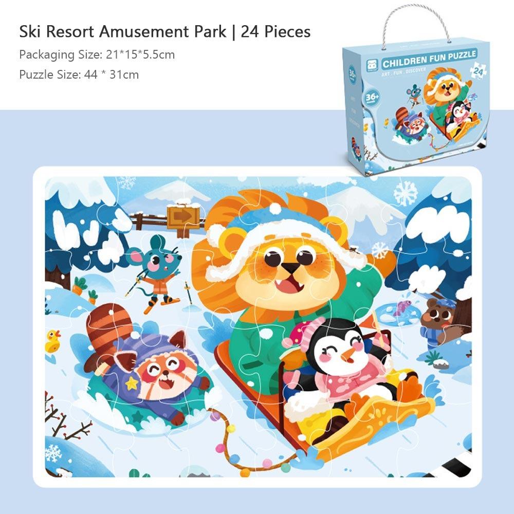 24/48/60pcs Large Puzzle Gift Box Multicolor Thematic Puzzles Children Education