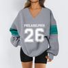 Women's Loose And Comfortable Letter V-neck Sportswear Long-sleeved Sweatshirt Daily Matching Clothes