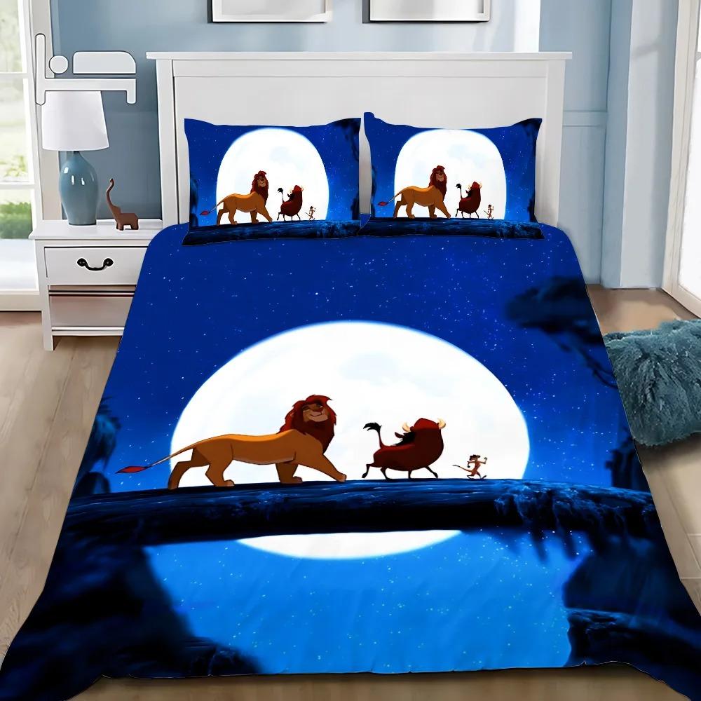 Duvet Cover Pillowcase Bedding Set Simba Lion King Adult Boy Girl Bedroom Decoration Children Gift Single Double Size