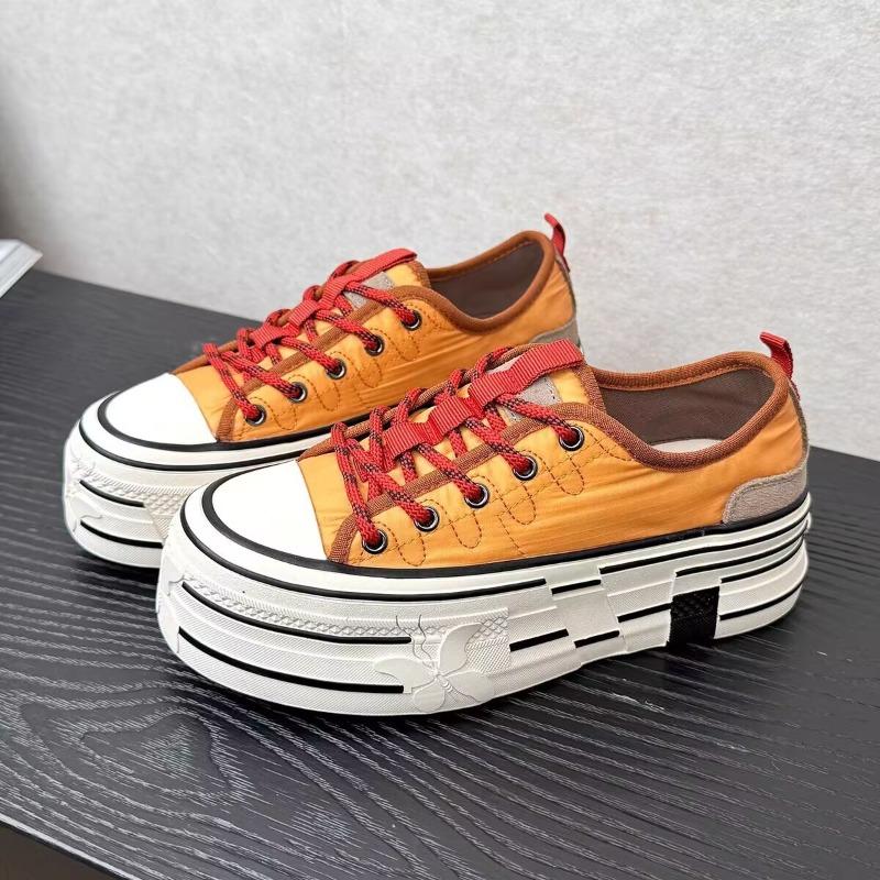 Platform low-top canvas shoes women's spring and summer new thick baseplate shoes butterfly muffin shoes McQueen canvas platform shoes