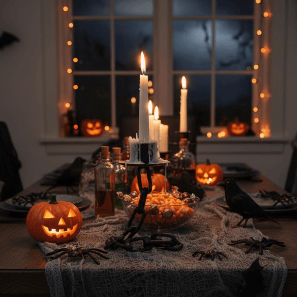 Industrial Style Halloween Suspended Chain Candlestick Gothic Dinning Table Centerpiece Study