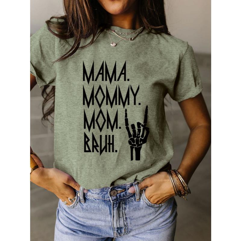 Летняя футболка с принтом MAMA MOMMY из чистого хлопка, с круглым вырезом, свободного кроя, с короткими рукавами, модная женская