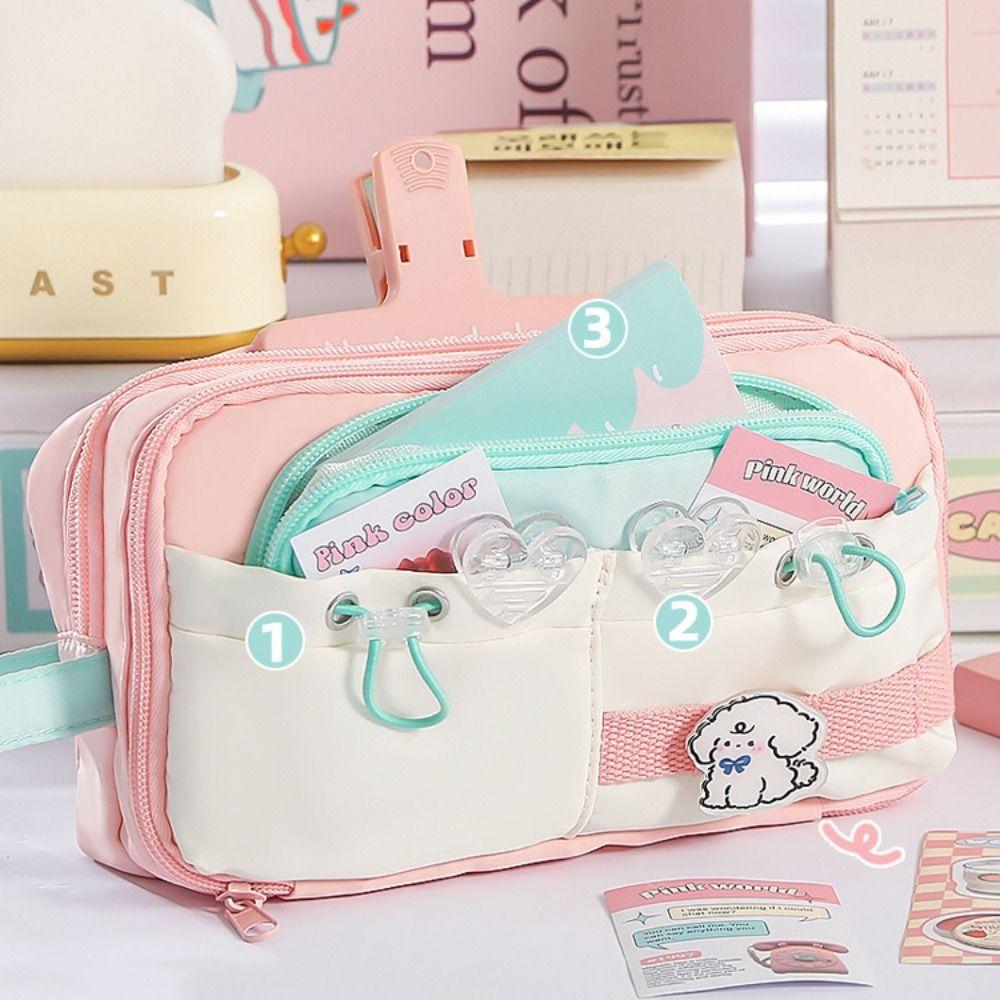 Large Capacity Cute Pencil Pouch Multi-layer Gel Pen Organizer Student Pencil Case Stationery
