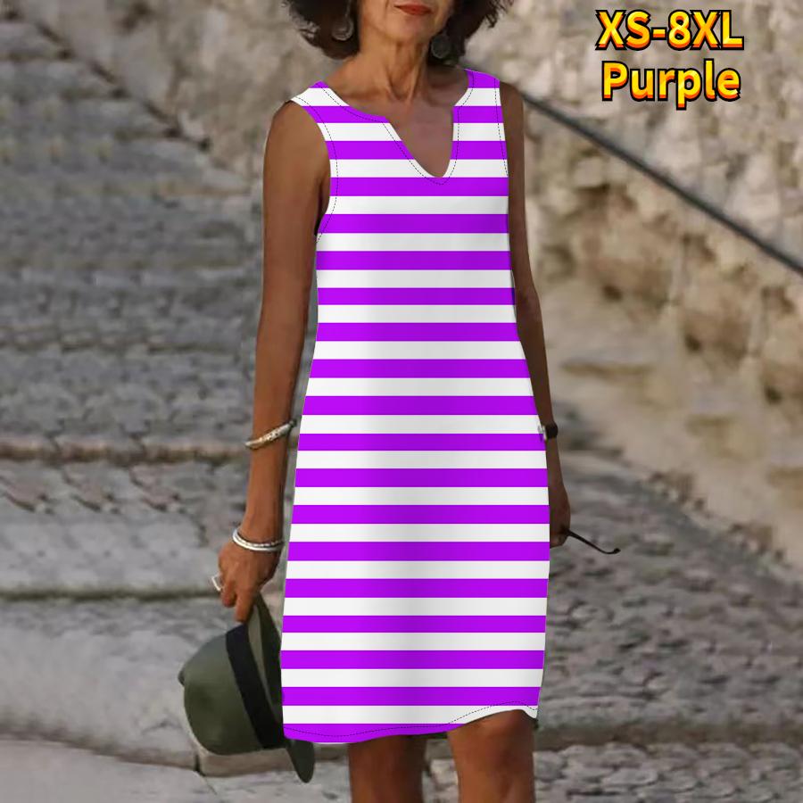 Женское летнее платье в полоску зебры с v-образным вырезом, повседневное модное платье без рукавов, повседневное свободное сексуальное платье размера плюс XS-8XL