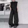 Men Sleeveless Buttons Shirts and Long Loose Pants Outfits Sets