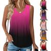 Модный женский безрукавный топ с плиссировкой, V-образным вырезом, завязкой, градиентного цвета, свободного кроя, легкий летний топ