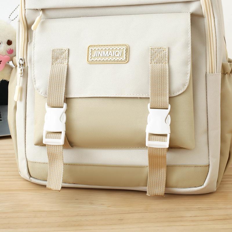 Школьный портфель, комплект из нескольких предметов, контрастный цвет, унисекс, рюкзак большой вместимости для кампуса для старшеклассников