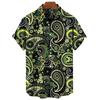 Мужская гавайская рубашка, футболка с короткими рукавами, напечатанная на 3D-принте, повседневная пуговица на лацкане, мужской топ, летняя персонализированная футболка большого размера