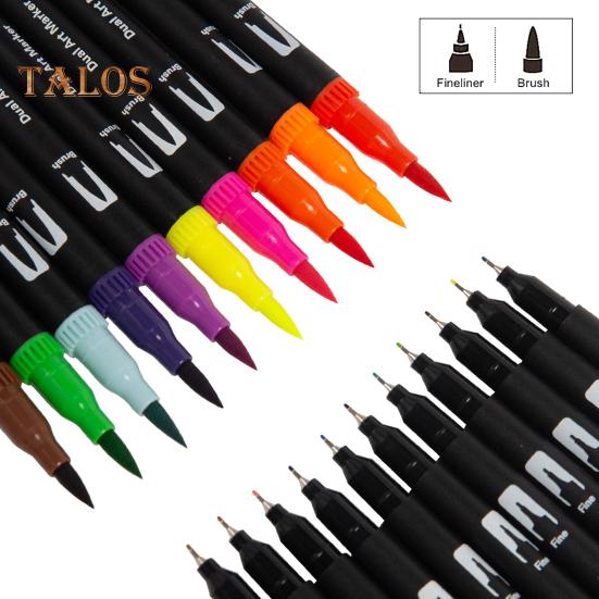 Набор цветных ручек для граффити, цветные контурные ручки, двухсторонняя кисть и тонкие маркеры для письма, раскрашивания в стиле скрапбукинга